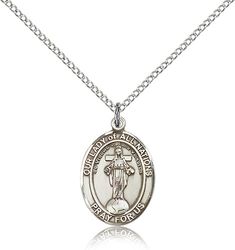 Sterling Silver Our Lady of All Nations Patron Saint Medal Pendant - Medium" itemprop="image