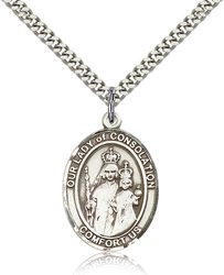 Sterling Silver Our Lady of Consolation Patron Saint Medal Pendant - Large" itemprop="image