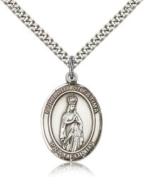 Sterling Silver Our Lady of Fatima Patron Saint Medal Pendant - Large" itemprop="image