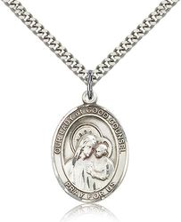 Sterling Silver Our Lady of Good Counsel Patron Saint Medal Pendant - Large" itemprop="image