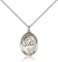 Sterling Silver Our Lady of Good Counsel Patron Saint Medal Pendant - Medium" itemprop="image