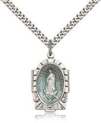 Sterling Silver Our Lady of Guadalupe Blue Epoxy Pendan" itemprop="image