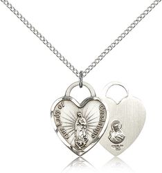 Sterling Silver Our Lady of Guadalupe Heart Medal Pendant" itemprop="image