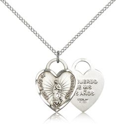 Sterling Silver Our Lady of Guadalupe Heart Medal Pendant" itemprop="image