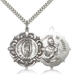 Sterling Silver Our Lady of Guadalupe / Martin de Porre" itemprop="image