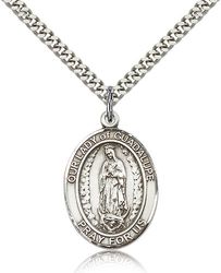 Sterling Silver Our Lady of Guadalupe Patron Saint Medal Pendant - Large" itemprop="image