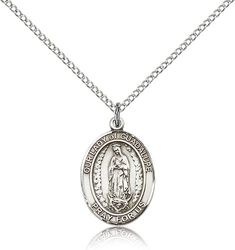 Sterling Silver Our Lady of Guadalupe Patron Saint Medal Pendant - Medium" itemprop="image