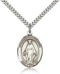 Sterling Silver Our Lady of Lebanon Patron Saint Medal Pendant - Large" itemprop="image