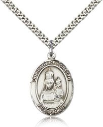 Sterling Silver Our Lady of Loretto Patron Saint Medal Pendant - Large" itemprop="image