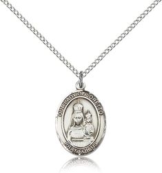 Sterling Silver Our Lady of Loretto Patron Saint Medal Pendant - Medium" itemprop="image