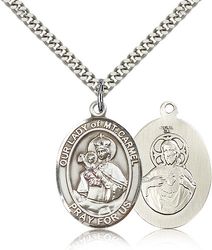 Sterling Silver Our Lady of Mount Carmel Patron Saint Medal Pendant - Large" itemprop="image