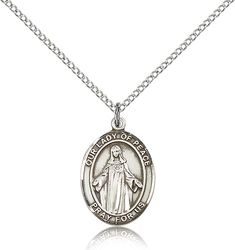 Sterling Silver Our Lady of Peace Patron Saint Medal Pendant - Medium" itemprop="image