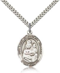 Sterling Silver Our Lady of Prompt Succor Patron Saint Medal Pendant - Large" itemprop="image