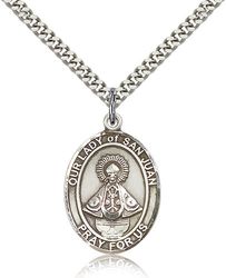 Sterling Silver Our Lady of San Juan Patron Saint Medal Pendant - Large" itemprop="image