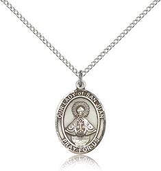 Sterling Silver Our Lady of San Juan Patron Saint Medal Pendant - Medium" itemprop="image