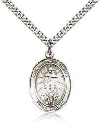 Sterling Silver Our Lady of Tears Patron Saint Medal Pendant - Large" itemprop="image