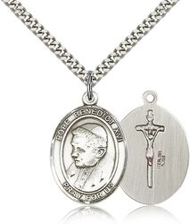 Sterling Silver Pope Benedict XVI Patron Saint Medal Pendant - Large" itemprop="image