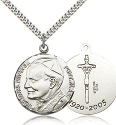 Sterling Silver Pope John Paul II Medal Pendant" itemprop="image