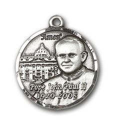 Sterling Silver Pope John Paul II Medal Pendant" itemprop="image