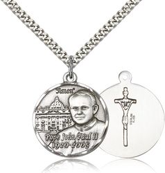 Sterling Silver Pope John Paul II Medal Pendant" itemprop="image