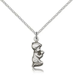 Sterling Silver Praying Boy Medal Pendant" itemprop="image