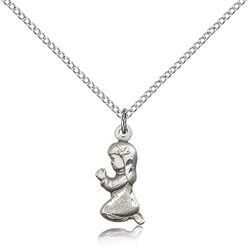 Sterling Silver Praying Girl Medal Pendant" itemprop="image