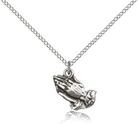 Sterling Silver Praying Hands Medal Pendant" itemprop="image