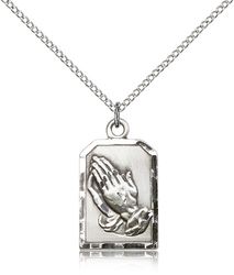 Sterling Silver Praying Hands Medal Pendant" itemprop="image