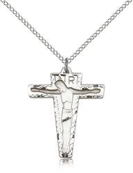 Sterling Silver Primative Crucifix Medal Pendant" itemprop="image