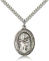 Sterling Silver San Juan de La Cruz Patron Saint Medal Pendant - Large" itemprop="image