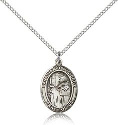 Sterling Silver San Juan De La Cruz Patron Saint Medal Pendant - Medium" itemprop="image