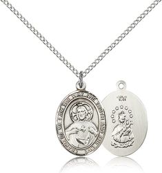 Sterling Silver Scapular Patron Saint Medal Pendant - Medium" itemprop="image