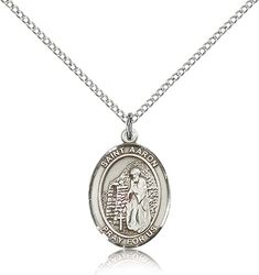 Sterling Silver St. Aaron Patron Saint Medal Pendant - Medium" itemprop="image