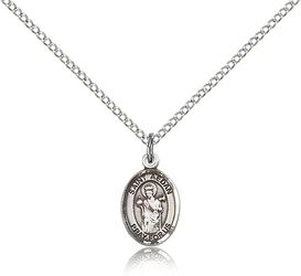 Sterling Silver St. Aedan of Ferns Patron Saint Medal Pendant - Small" itemprop="image