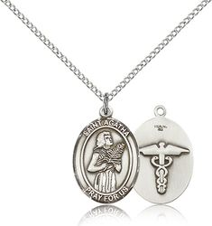 Sterling Silver St. Agatha / Nurse Patron Saint Medal Pendant - Medium" itemprop="image