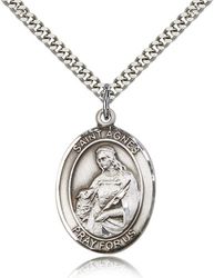 Sterling Silver St. Agnes of Rome Patron Saint Medal Pendant - Large" itemprop="image