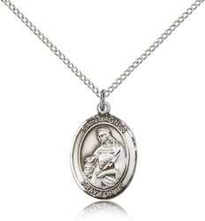 Sterling Silver St. Agnes of Rome Patron Saint Medal Pendant - Medium" itemprop="image