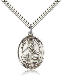 Sterling Silver St. Albert the Great Patron Saint Medal Pendant - Large" itemprop="image