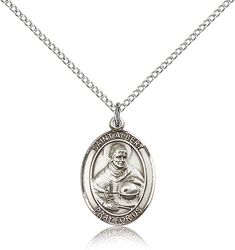 Sterling Silver St. Albert the Great Patron Saint Medal Pendant - Medium" itemprop="image