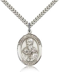 Sterling Silver St. Alexander Sauli Patron Saint Medal Pendant - Large" itemprop="image