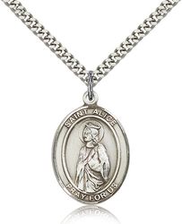 Sterling Silver St. Alice Patron Saint Medal Pendant - Large" itemprop="image