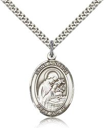 Sterling Silver St. Aloysius Gonzaga Patron Saint Medal Pendant - Large" itemprop="image