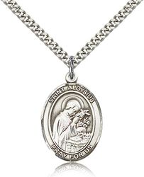 Sterling Silver St. Aloysius Gonzaga Patron Saint Medal Pendant - Large" itemprop="image