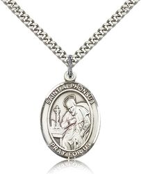 Sterling Silver St. Alphonsus Patron Saint Medal Pendant - Large" itemprop="image