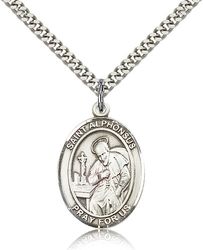 Sterling Silver St. Alphonsus Patron Saint Medal Pendant - Large" itemprop="image