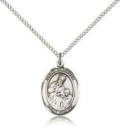 Sterling Silver St. Ambrose Patron Saint Medal Pendant - Medium" itemprop="image