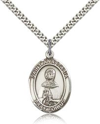 Sterling Silver St. Anastasia Patron Saint Medal Pendant - Large" itemprop="image