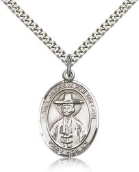 Sterling Silver St. Andrew Kim Taegon Patron Saint Medal Pendant - Large" itemprop="image