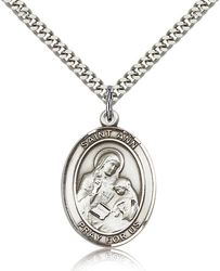 Sterling Silver St. Ann Patron Saint Medal Pendant - Large" itemprop="image