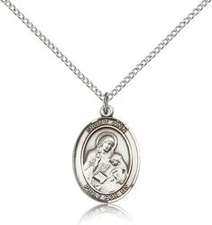 Sterling Silver St. Ann Patron Saint Medal Pendant - Medium" itemprop="image